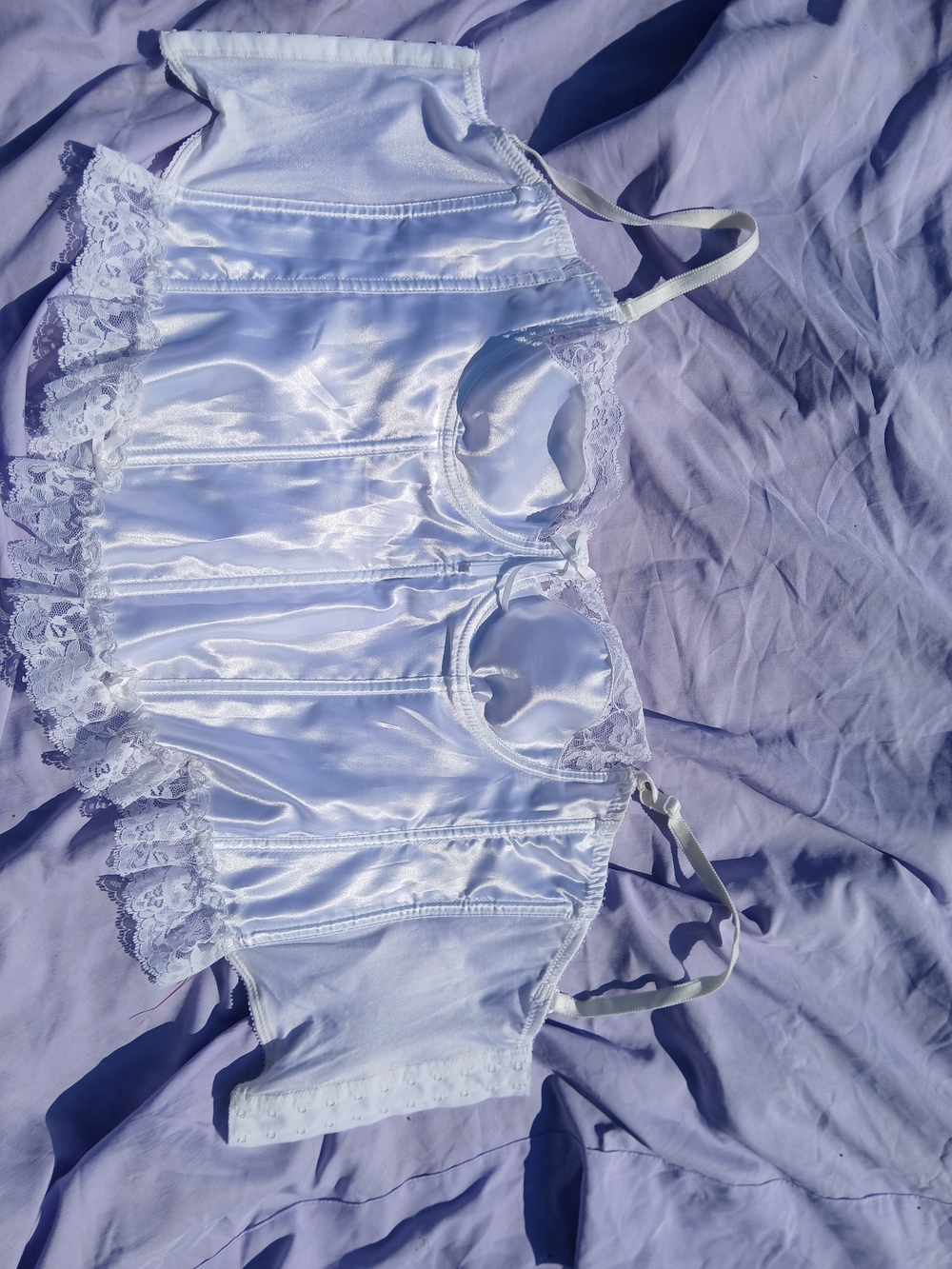 White Satin Lace Bustier Top - Women Intimates
